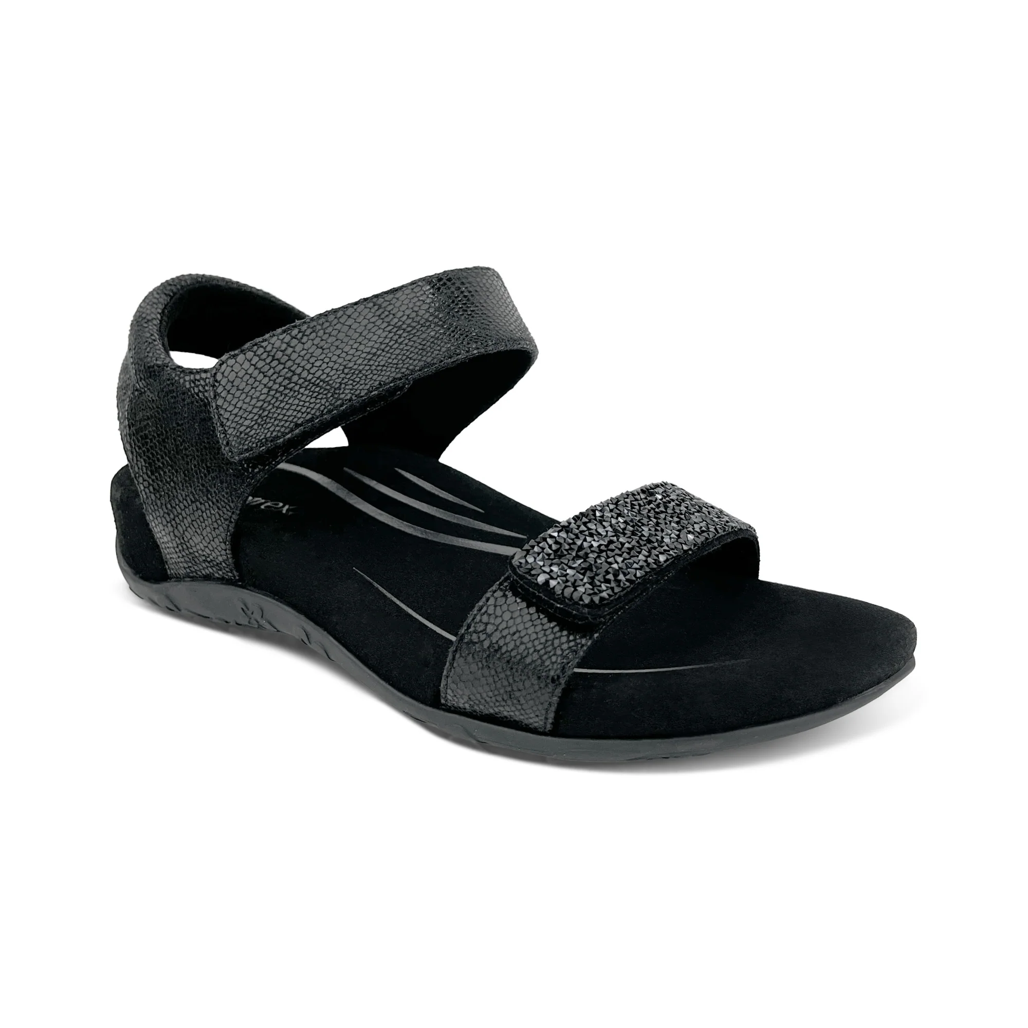 Maria Studded Quarter Strap - Jeweled Black