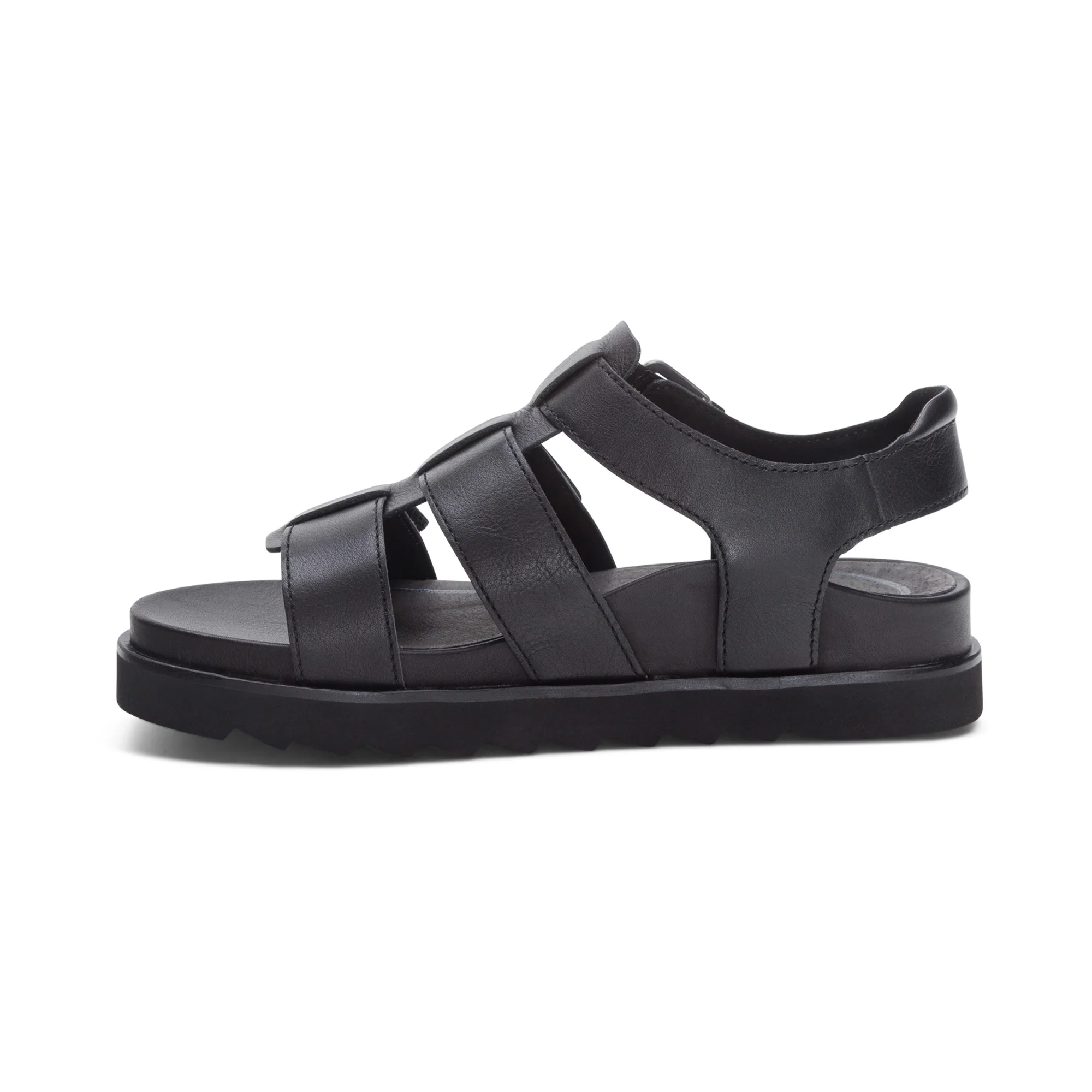 Romy Quarter Strap Cork Flat Sandal - Black - Image 4