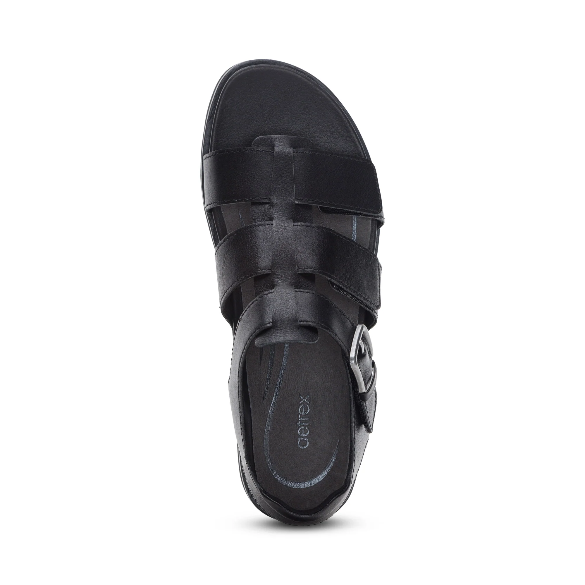 Romy Quarter Strap Cork Flat Sandal - Black - Image 5