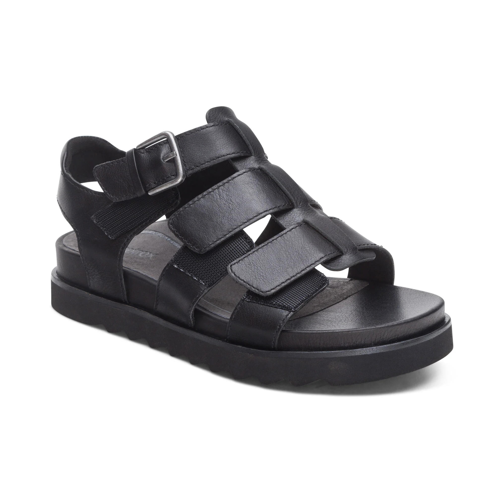 Romy Quarter Strap Cork Flat Sandal - Black - Image 7