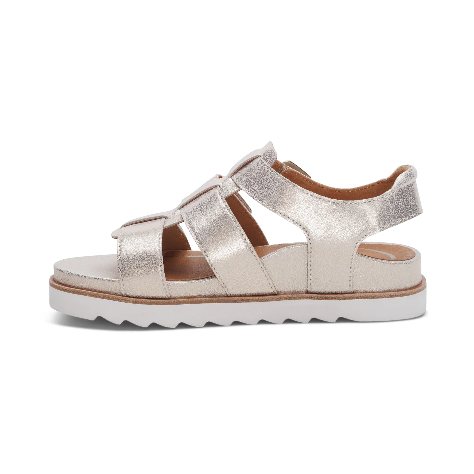 Romy Quarter Strap Cork Flat Sandal - Champagne - Image 4