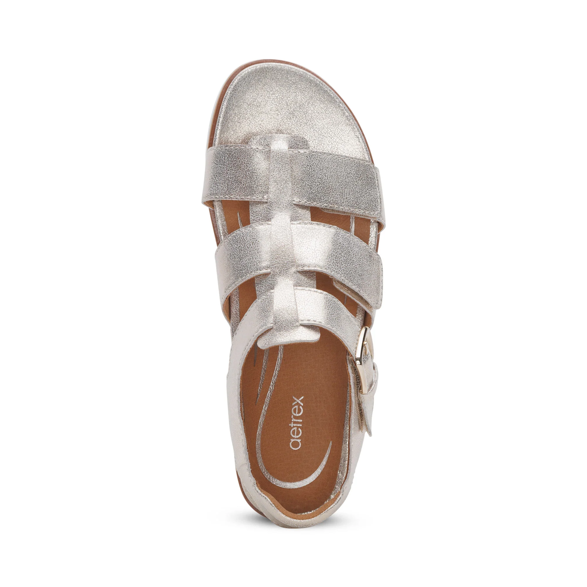Romy Quarter Strap Cork Flat Sandal - Champagne - Image 5