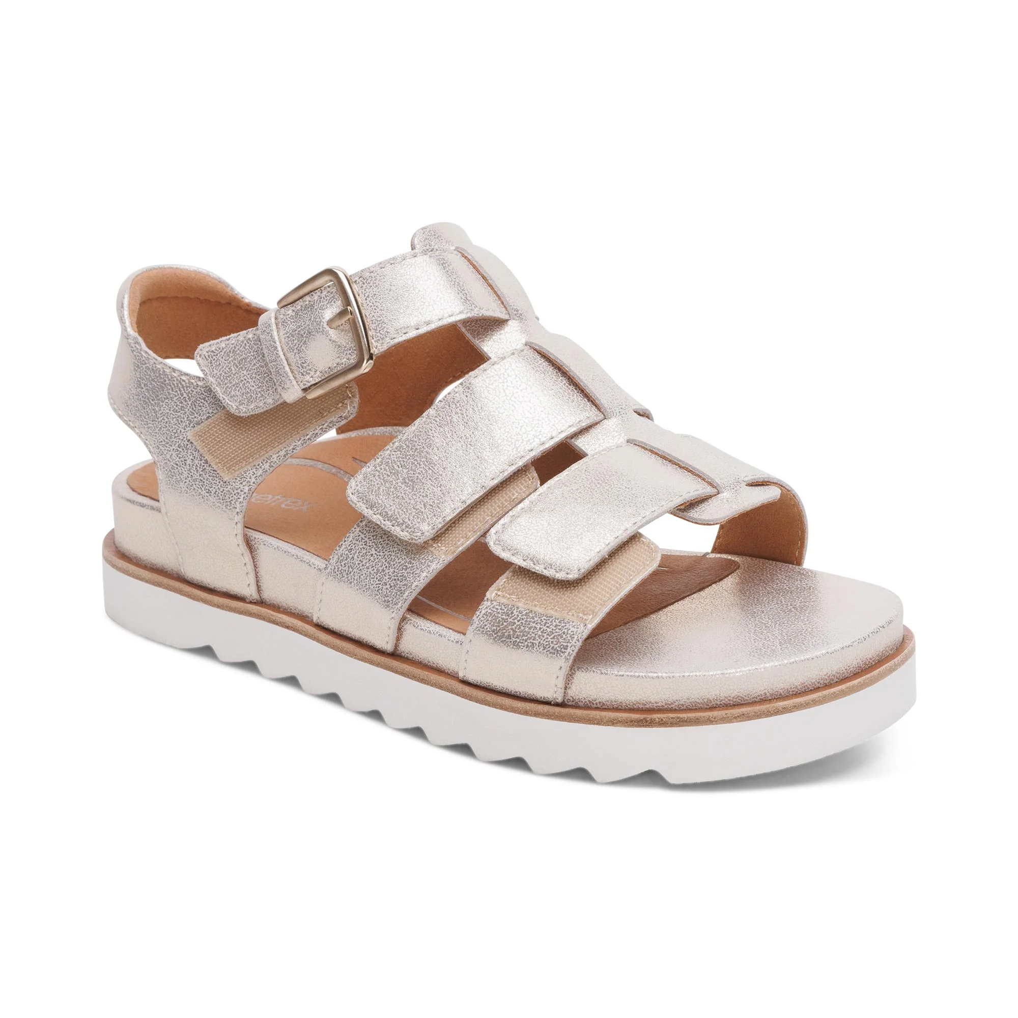 Romy Quarter Strap Cork Flat Sandal - Champagne - Image 7