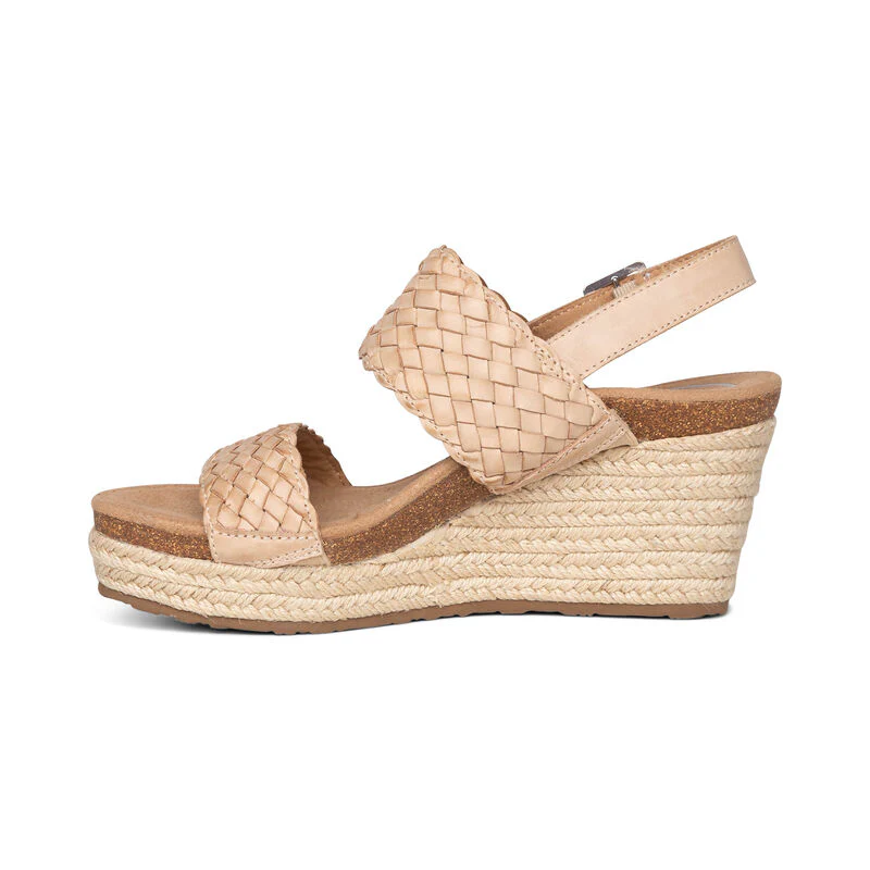 Summer Woven Quarter Strap Wedge - Bone - Image 4