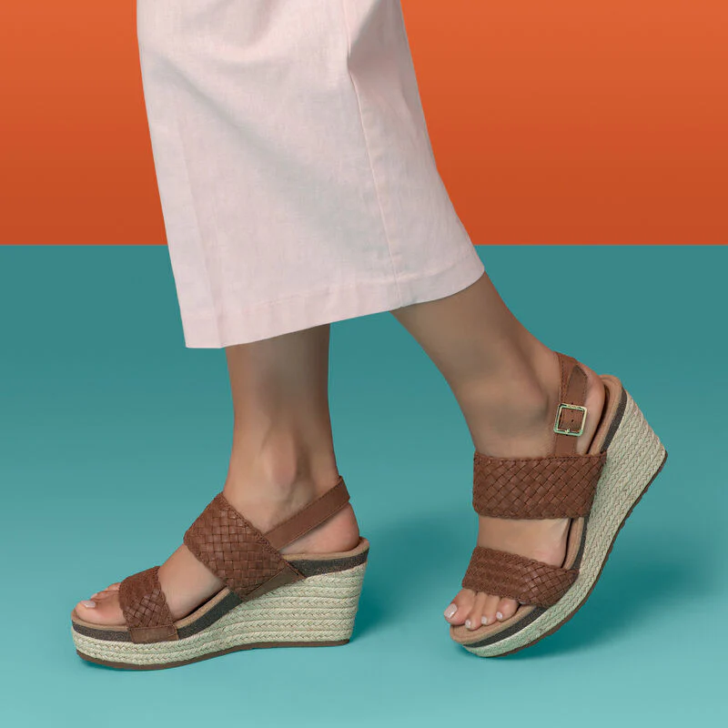 Summer Woven Quarter Strap Wedge - Bone - Image 8