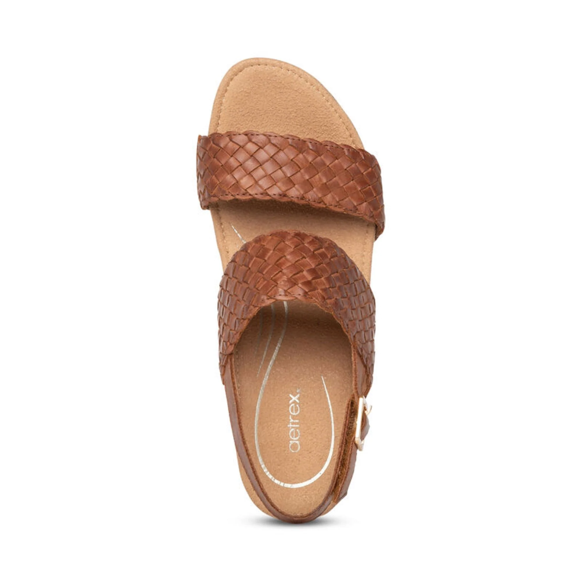 Summer Woven Quarter Strap Wedge - Cognac - Image 5