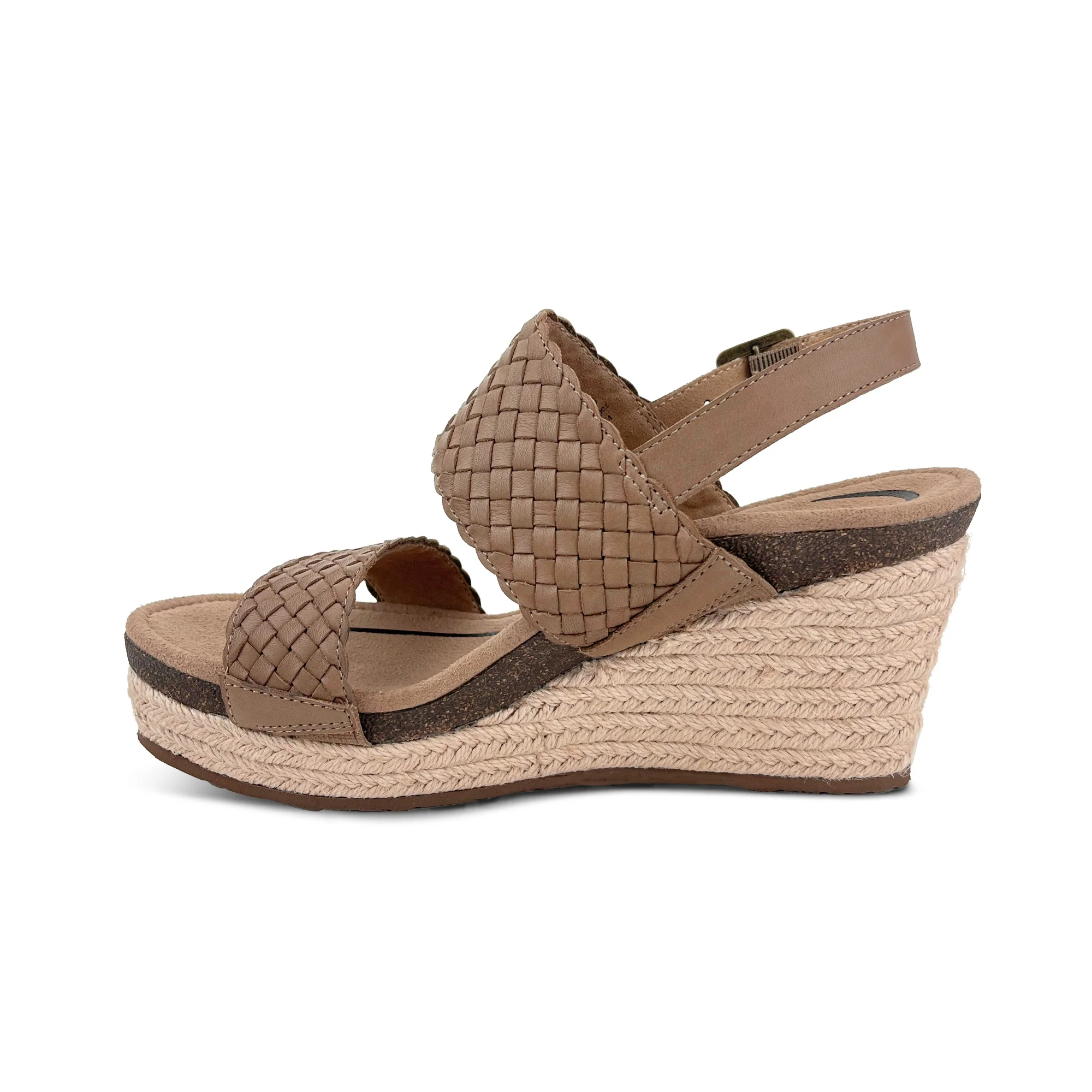 Summer Woven Quarter Strap Wedge - Taupe - Image 4