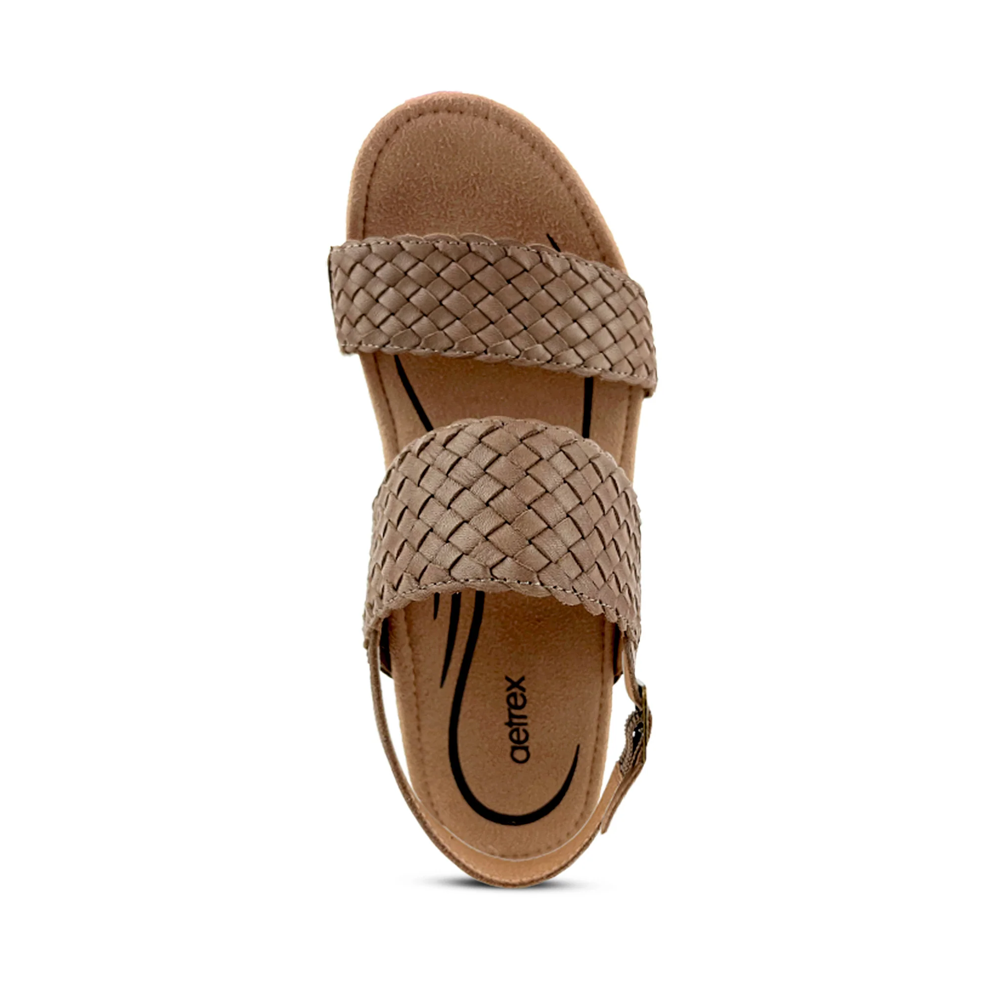 Summer Woven Quarter Strap Wedge - Taupe - Image 5