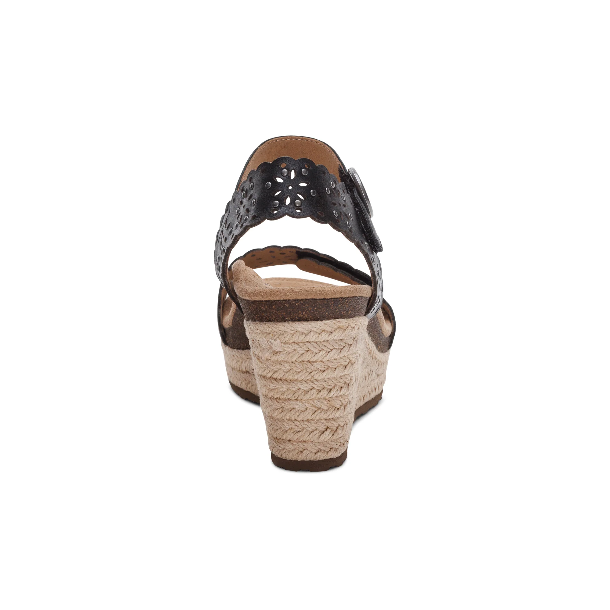 Sydney Quarter Strap Espadrille Wedge - Black Cutout - Image 3