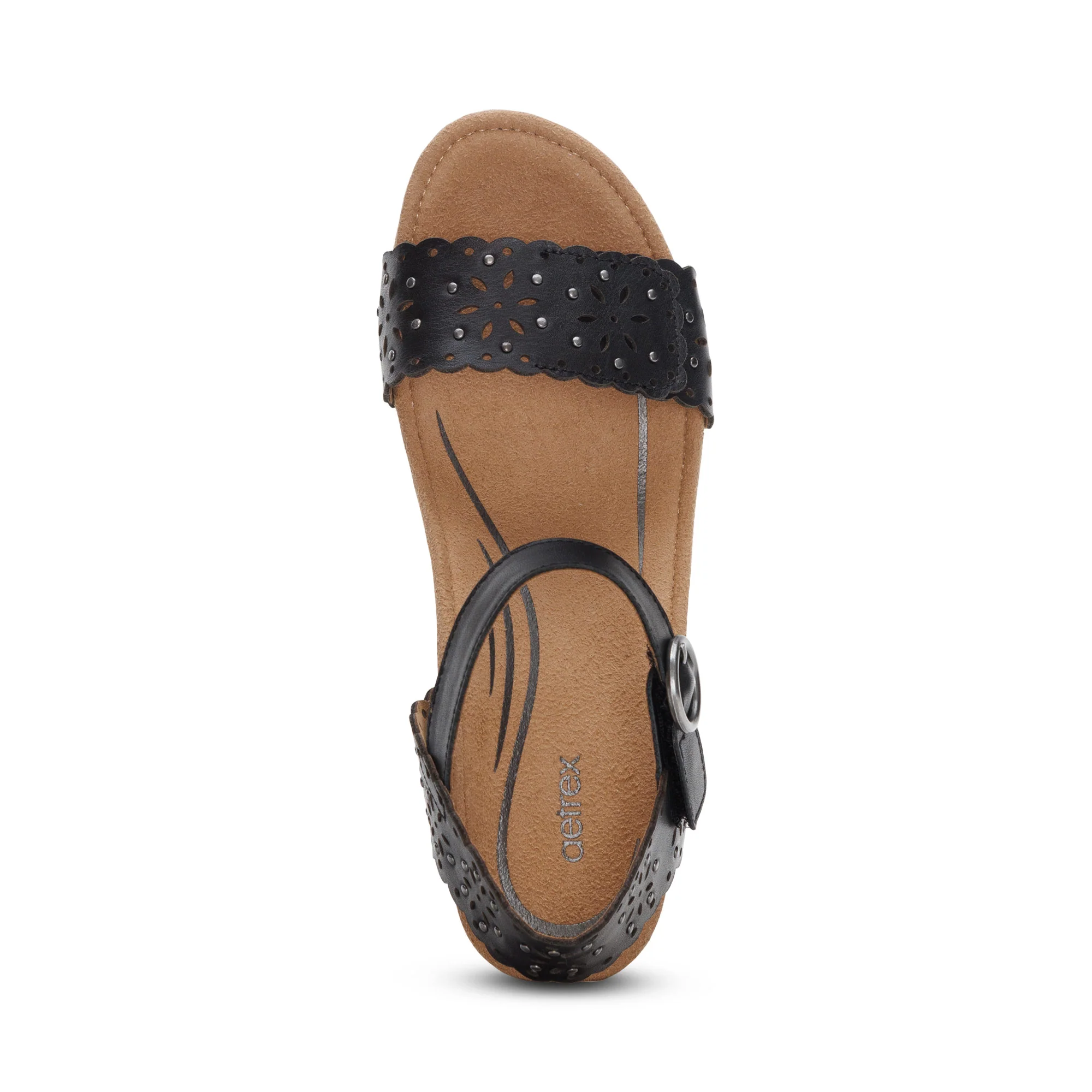 Sydney Quarter Strap Espadrille Wedge - Black Cutout - Image 5