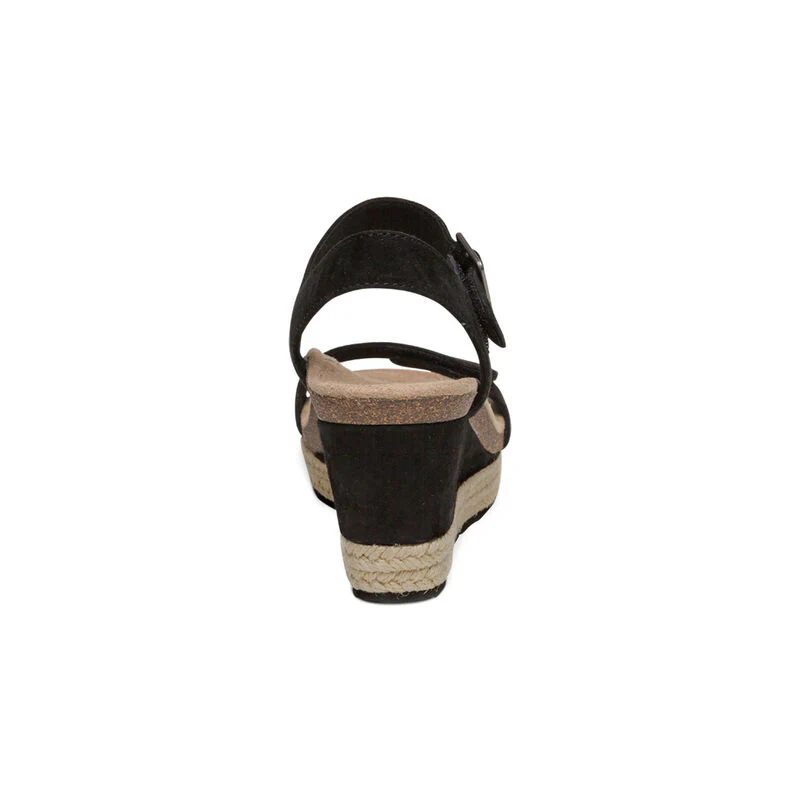 Sydney Quarter Strap Espadrille Wedge - Black - Image 3