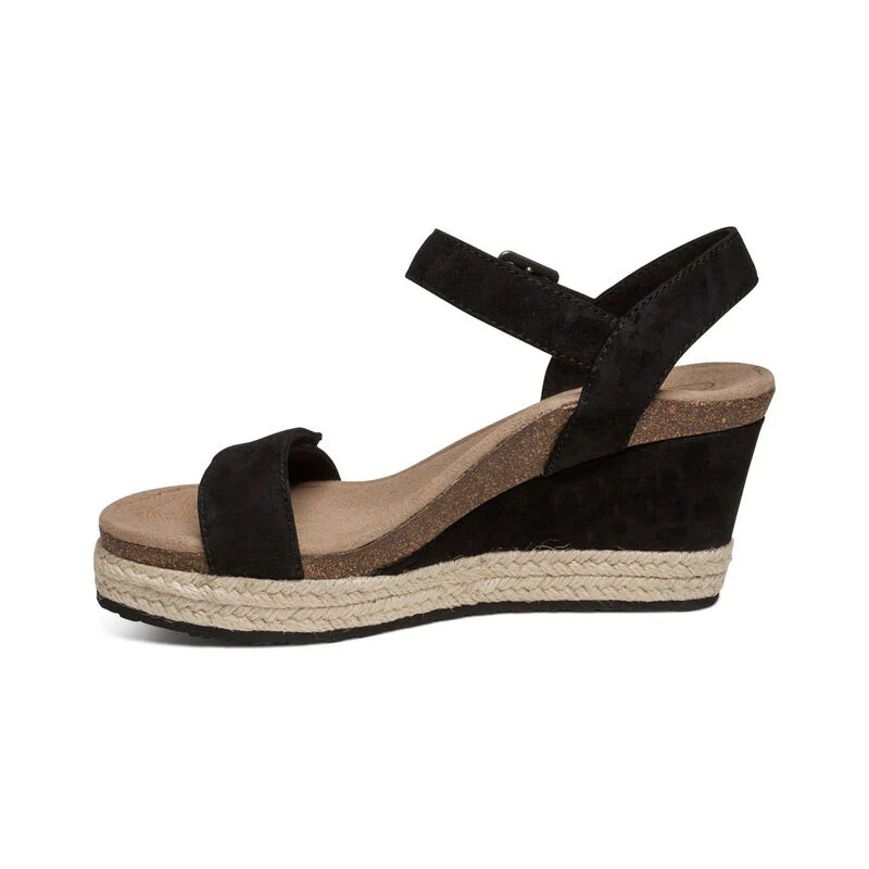 Sydney Quarter Strap Espadrille Wedge - Black - Image 4