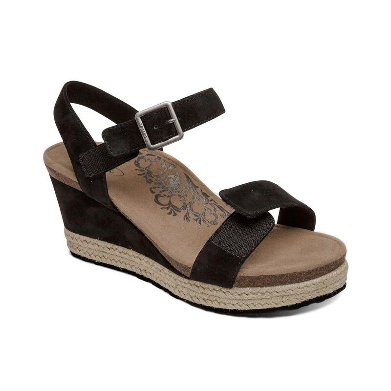 Sydney Quarter Strap Espadrille Wedge - Black - Image 7