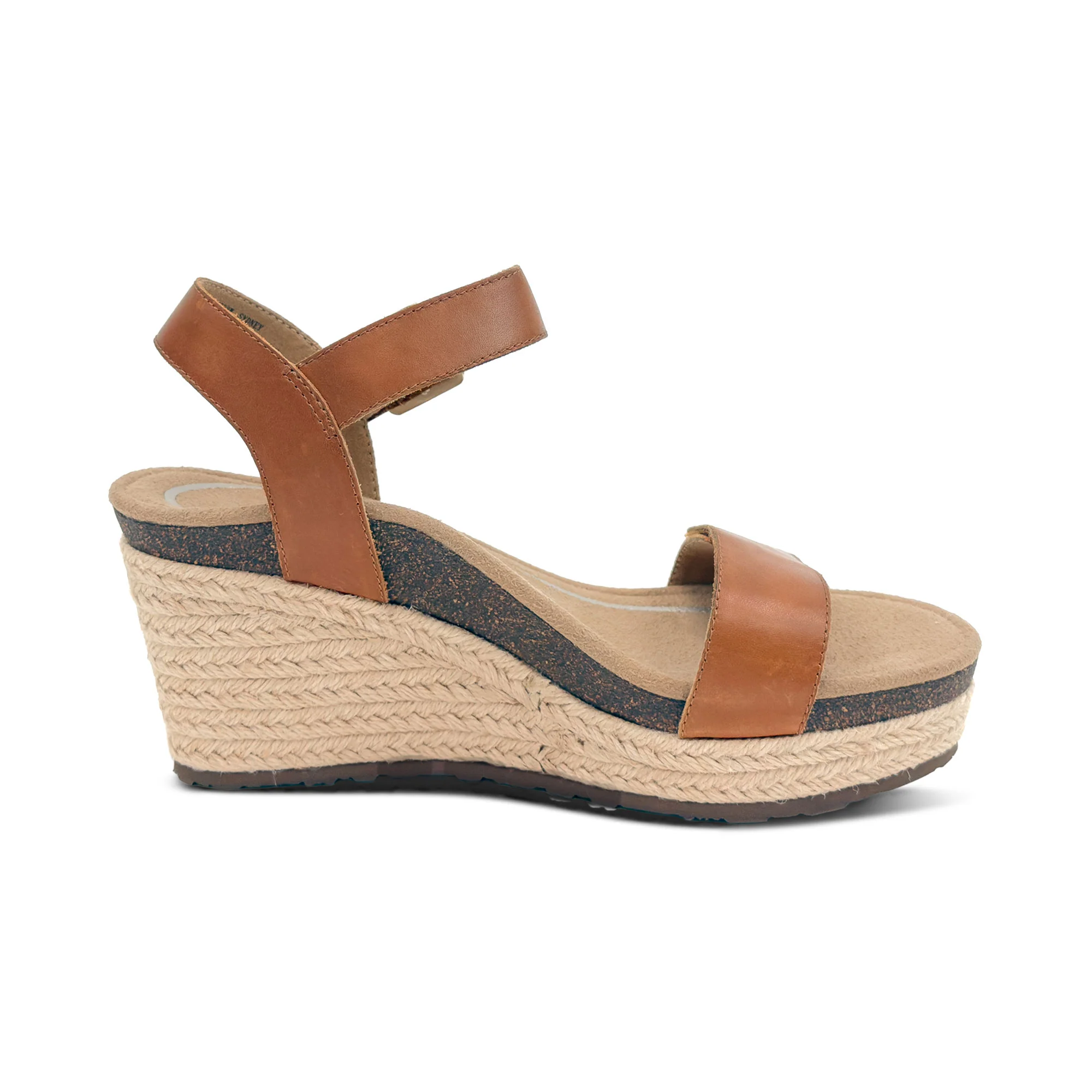 Sydney Quarter Strap Espadrille Wedge - Cognac Leather - Image 2