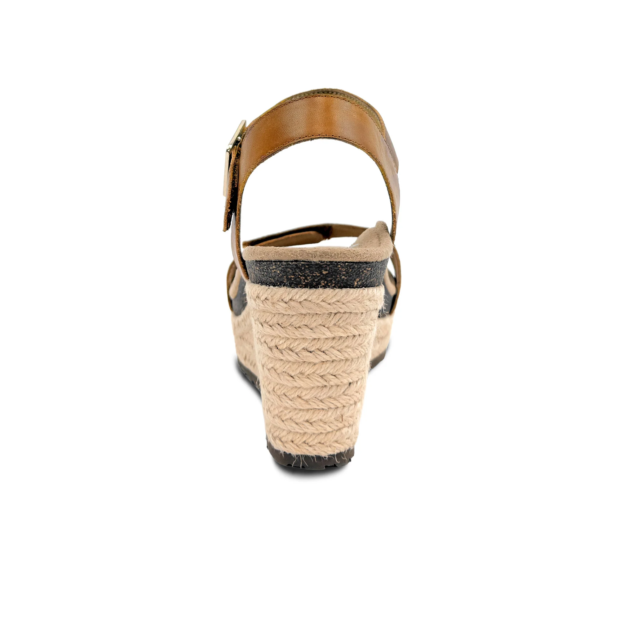 Sydney Quarter Strap Espadrille Wedge - Cognac Leather - Image 3