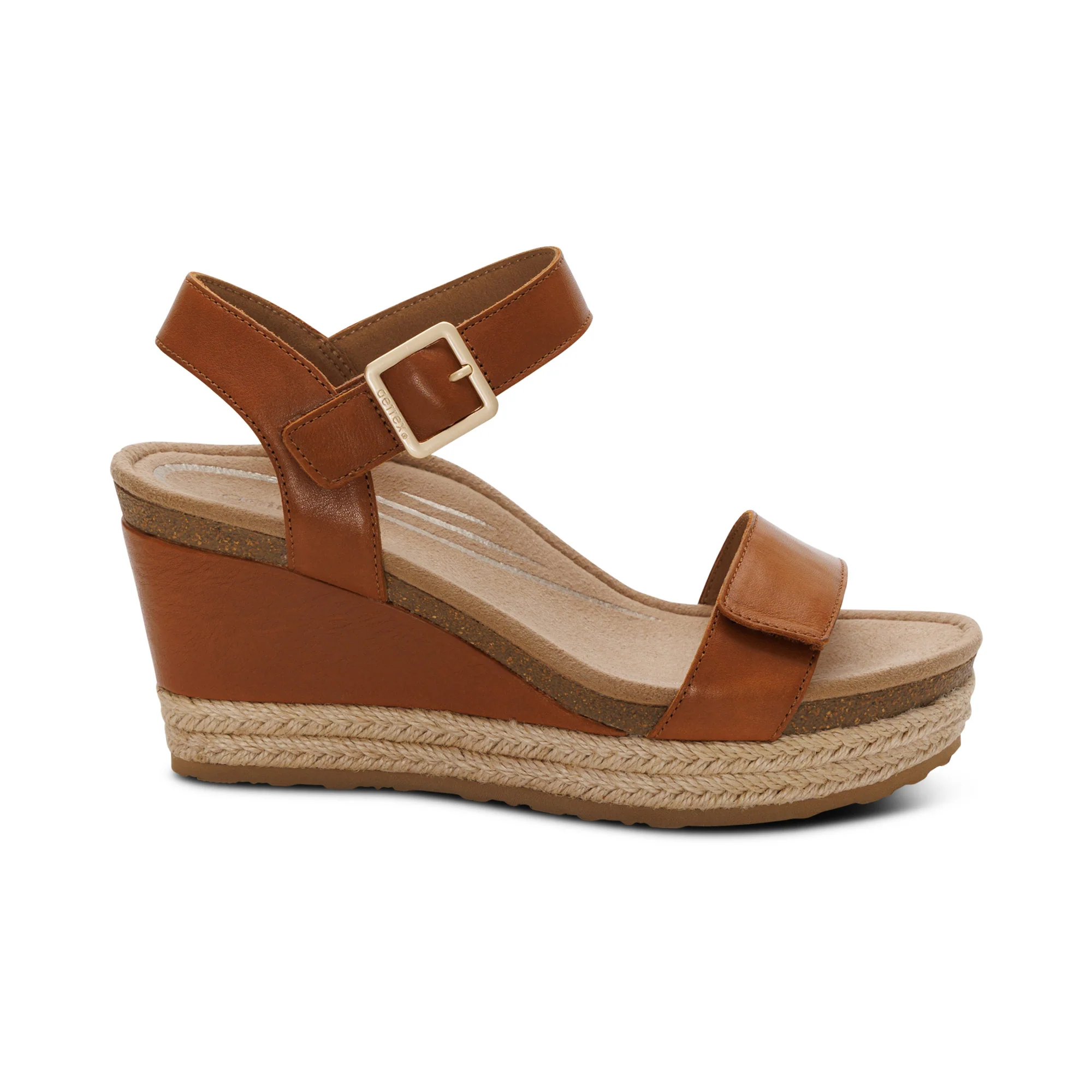 Sydney Quarter Strap Espadrille Wedge - Cognac - Image 2