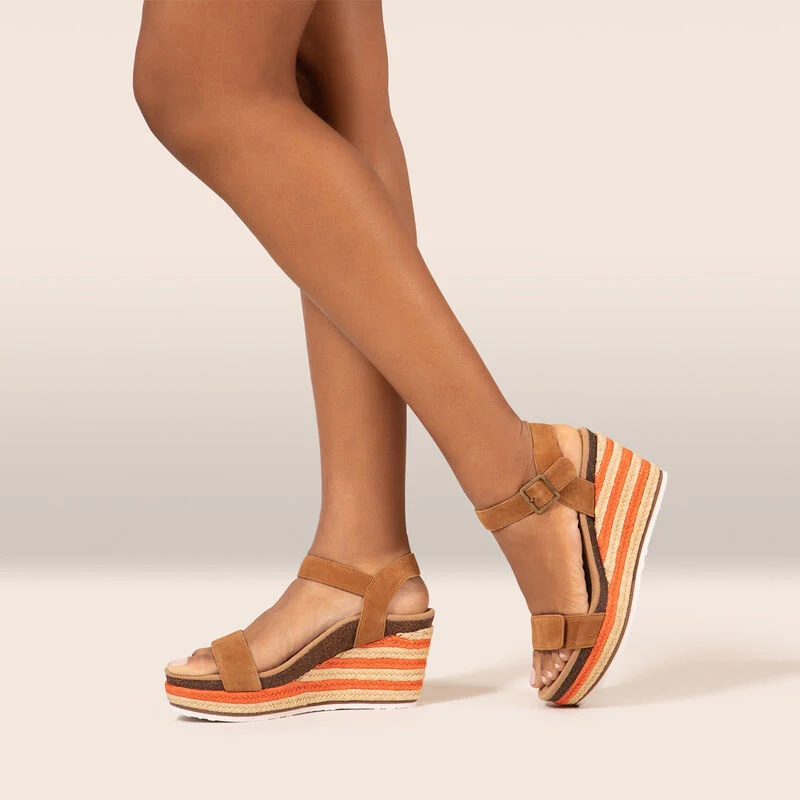 Sydney Quarter Strap Espadrille Wedge - Cognac - Image 8