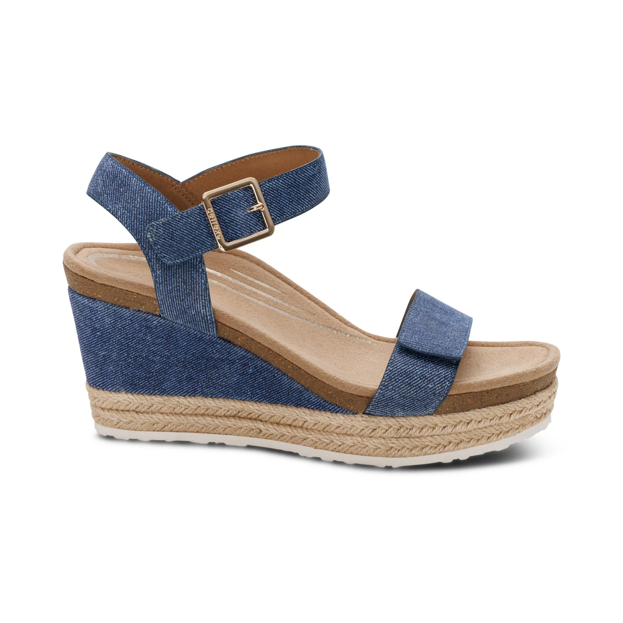 Sydney Quarter Strap Espadrille Wedge - Denim - Image 2