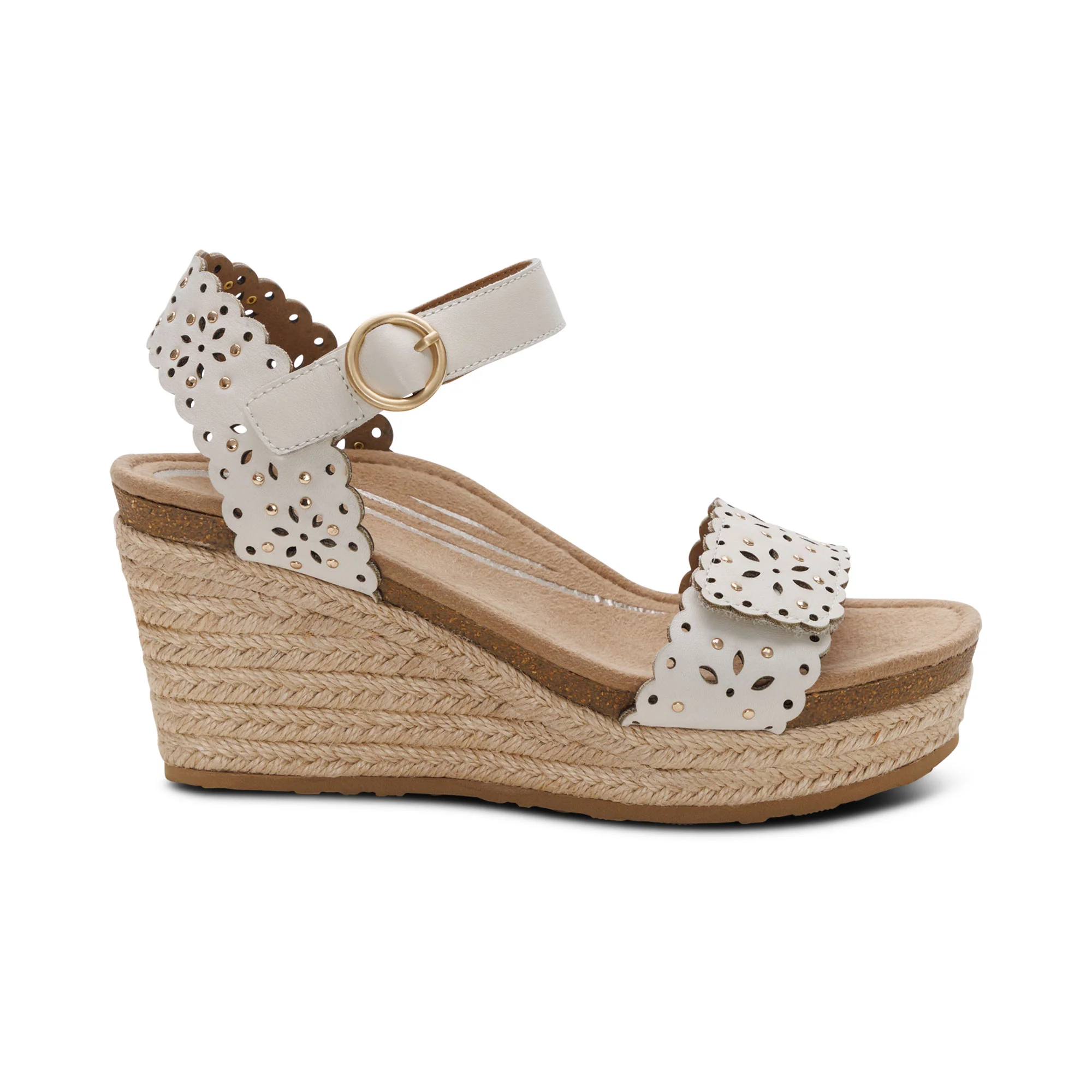 Sydney Quarter Strap Espadrille Wedge - Ivory Cutout - Image 2