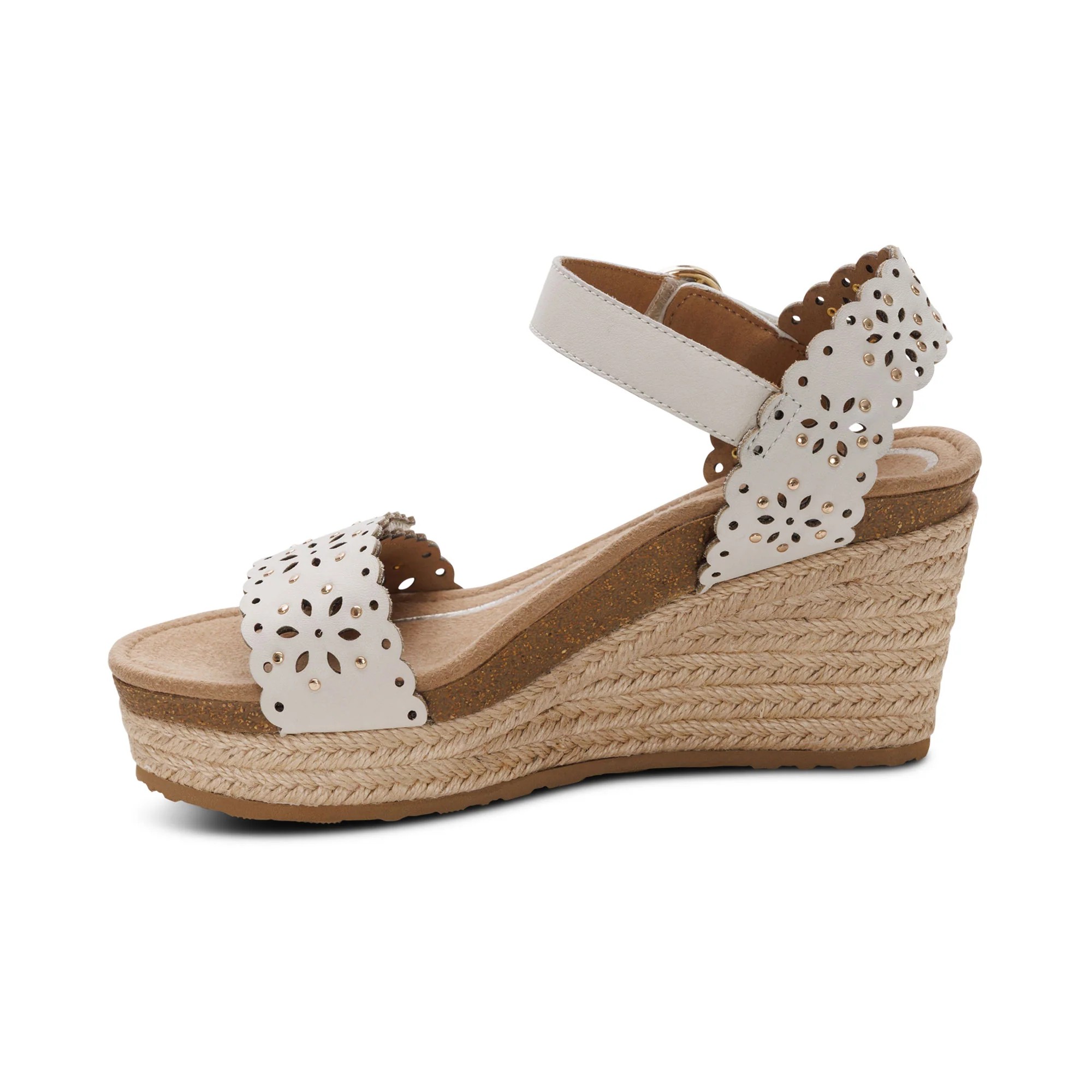 Sydney Quarter Strap Espadrille Wedge - Ivory Cutout - Image 4