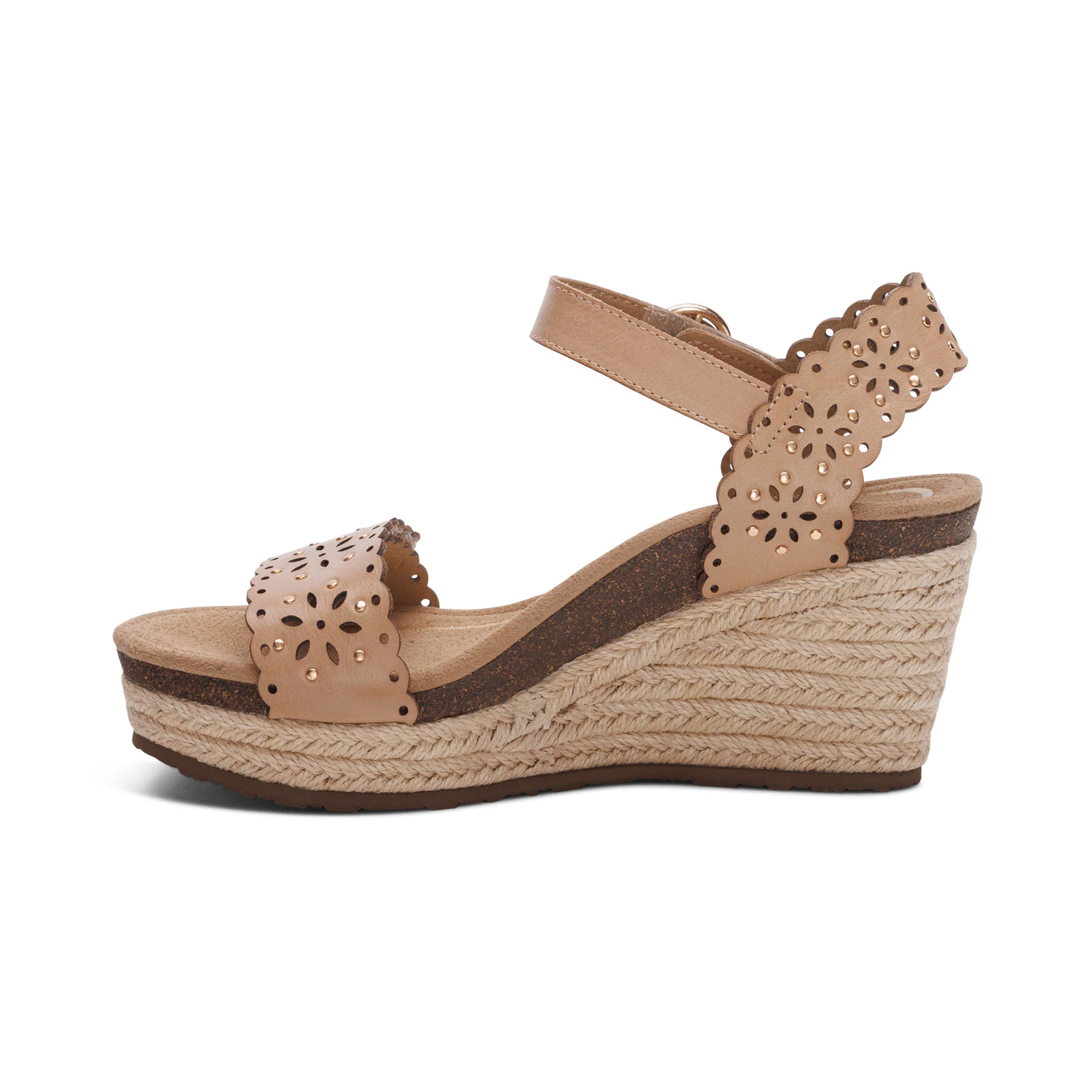 Sydney Quarter Strap Espadrille Wedge - Sand Cutout - Image 4