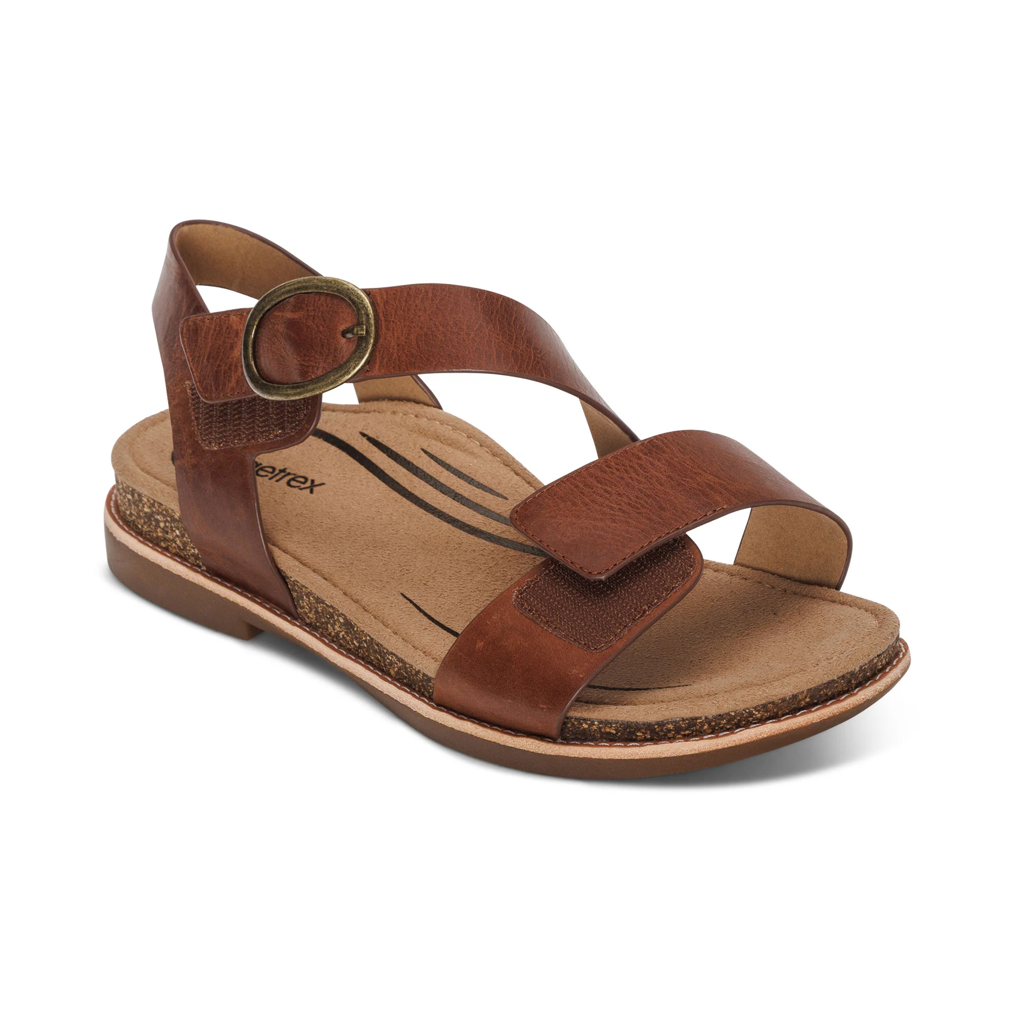 Tamara Asymmetrical Quarter Strap Sandal - Walnut - Image 7