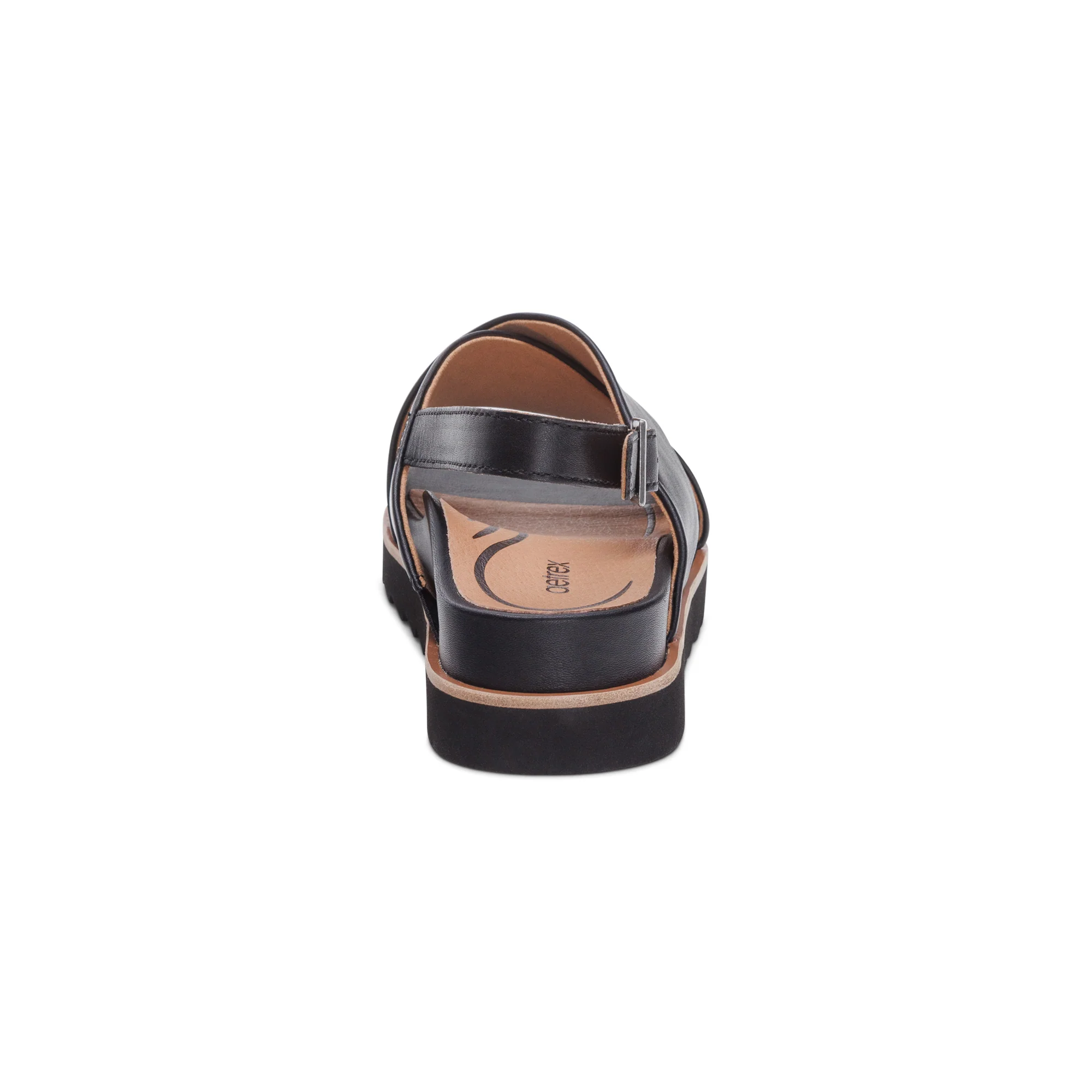 Thea Back Strap Cork Flat Sandal - Black - Image 3