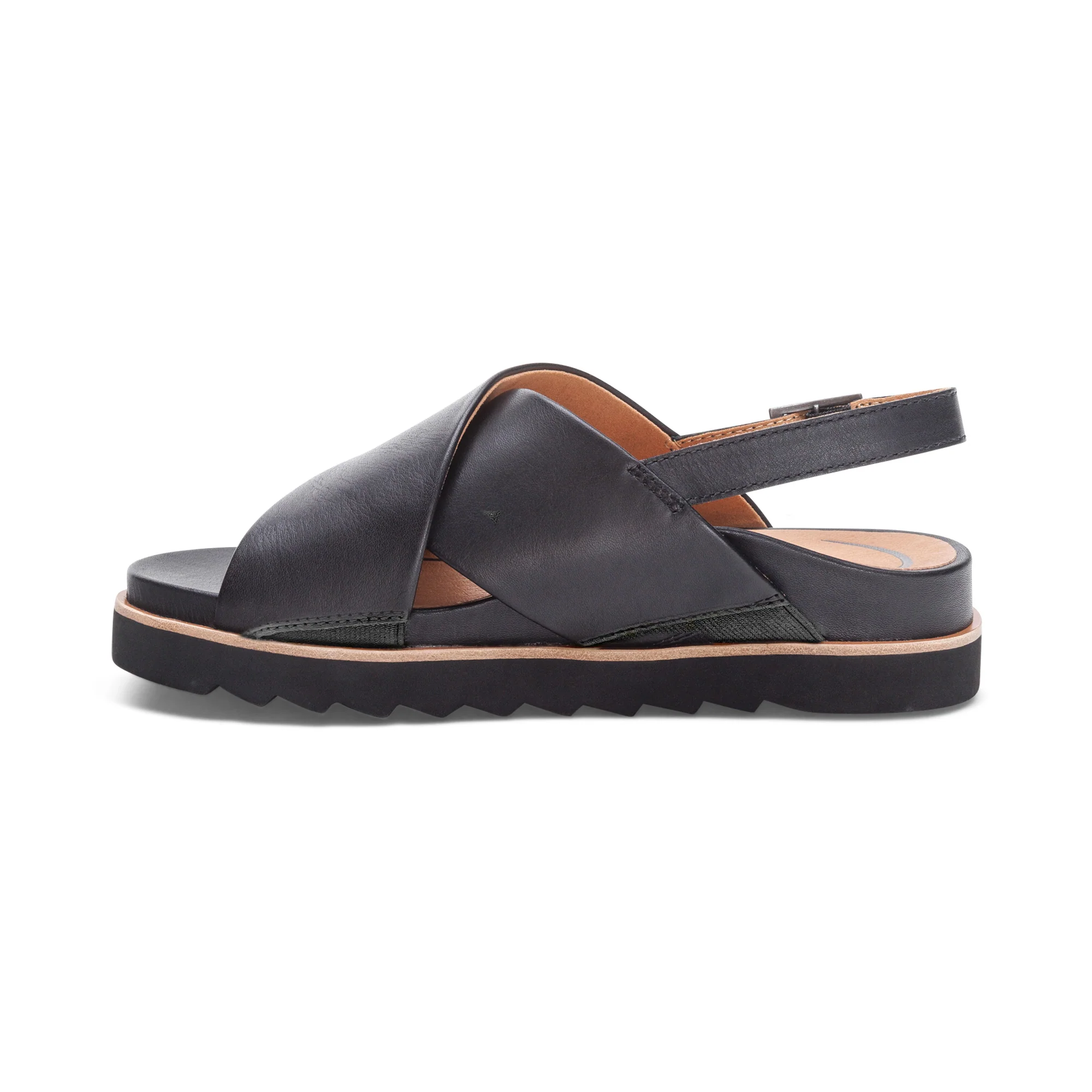 Thea Back Strap Cork Flat Sandal - Black - Image 4