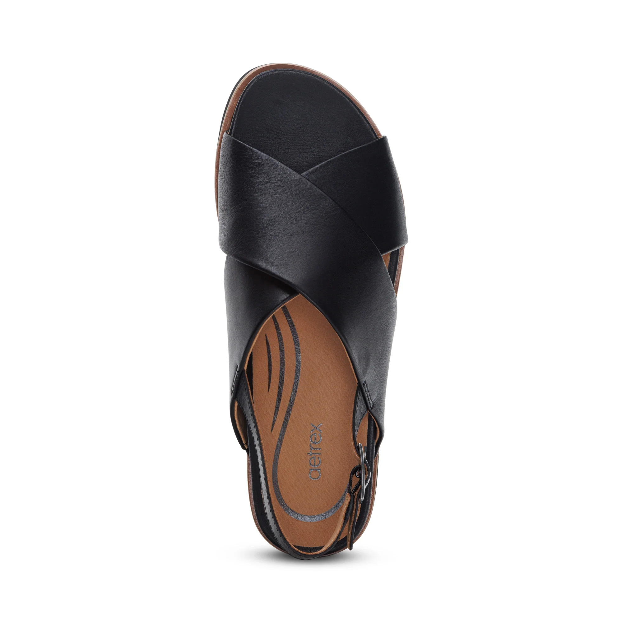 Thea Back Strap Cork Flat Sandal - Black - Image 5
