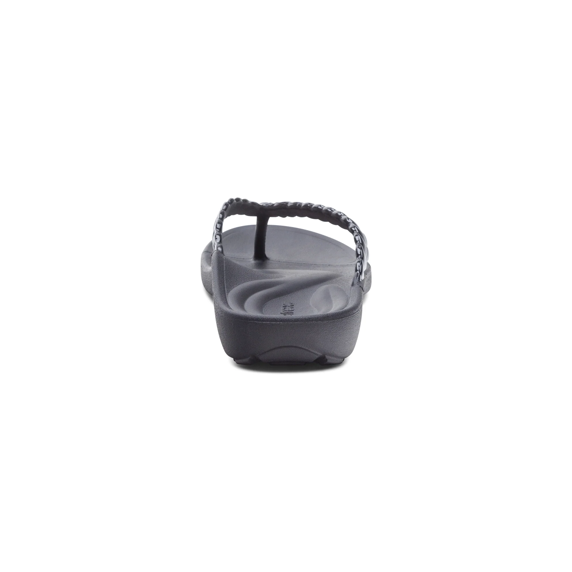 Vicki Braided Thong Sandal - Black Gloss - Image 3
