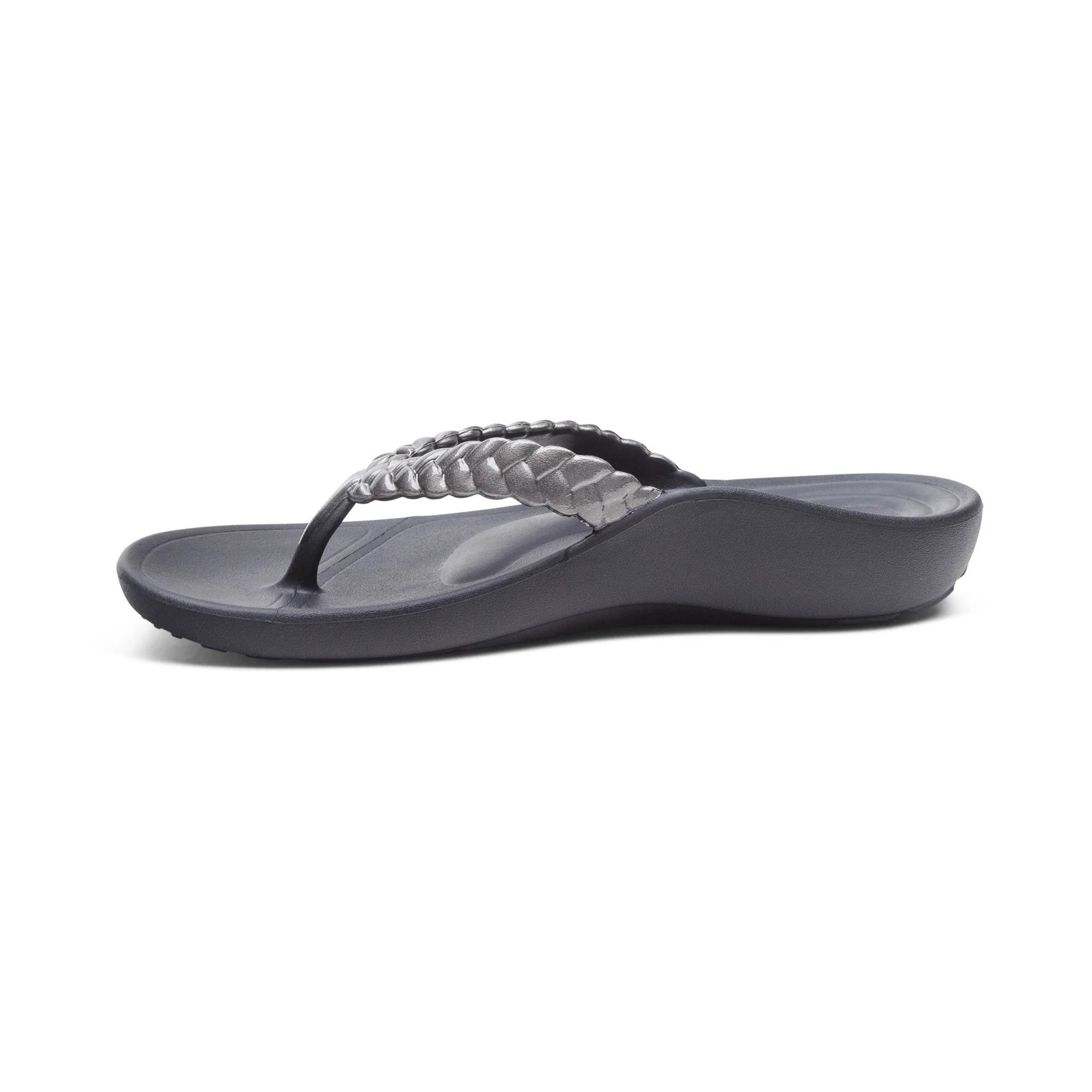 Vicki Braided Thong Sandal - Pewter Gloss - Image 4